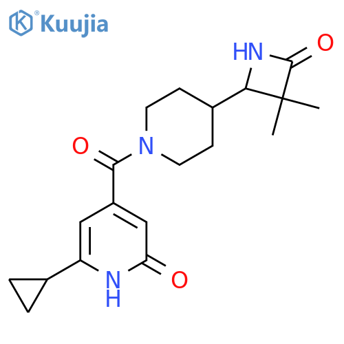 6-Cyclopropyl-4-[4-(3,3-dimethyl-4-oxoazetidin-2-yl)piperidine-1-carbonyl]-1H-pyridin-2-one structure