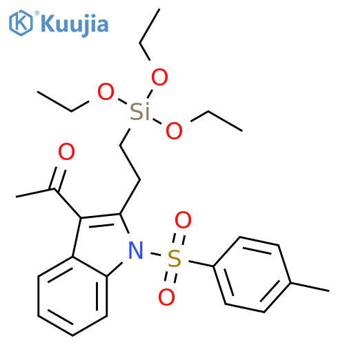 1H-Indole, 3-acetyl-1-[(4-methylphenyl)sulfonyl]-2-[2-(triethoxysilyl)ethyl]- structure