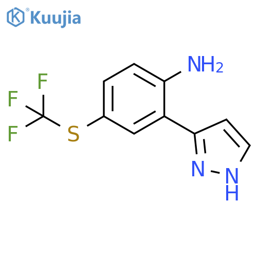 Benzenamine, 2-(1H-pyrazol-3-yl)-4-[(trifluoromethyl)thio]- structure