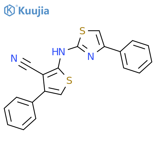 3-Thiophenecarbonitrile, 4-phenyl-2-[(4-phenyl-2-thiazolyl)amino]- structure