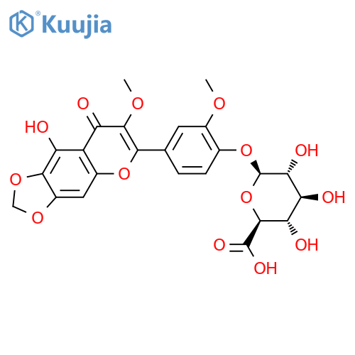 5,4′-Dihydroxy-3,3′-dimethoxy-6:7-methylenedioxyflavone 4′-glucuronide structure