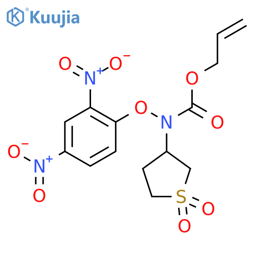Carbamic acid, N-(2,4-dinitrophenoxy)-N-(tetrahydro-1,1-dioxido-3-thienyl)-, 2-propen-1-yl ester structure