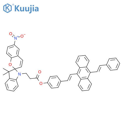 Spiro[2H-1-benzopyran-2,2'-[2H]indole]-1'(3'H)-propanoic acid, 3',3'-dimethyl-6-nitro-, 4-[2-[10-(2-phenylethenyl)-9-anthracenyl]ethenyl]phenyl ester structure