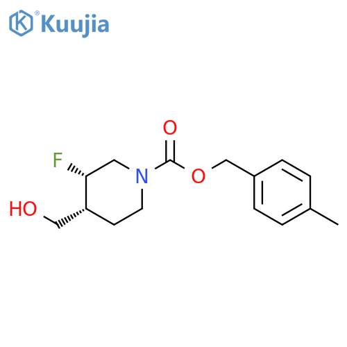 (4-methylphenyl)methyl (3S,4R)-3-fluoro-4-(hydroxymethyl)piperidine-1-carboxylate structure