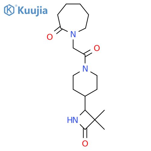 1-[2-[4-(3,3-Dimethyl-4-oxoazetidin-2-yl)piperidin-1-yl]-2-oxoethyl]azepan-2-one structure