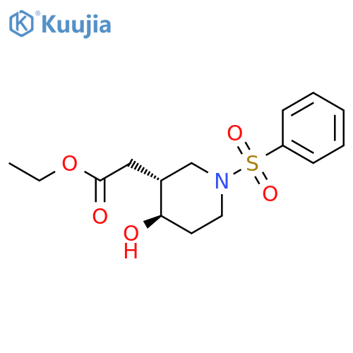 3-Piperidineacetic acid, 4-hydroxy-1-(phenylsulfonyl)-, ethyl ester, trans- structure