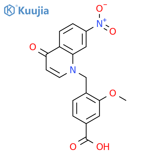 Benzoic acid, 3-methoxy-4-[(7-nitro-4-oxo-1(4H)-quinolinyl)methyl]- structure