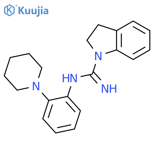 1H-Indole-1-carboximidamide, 2,3-dihydro-N-[2-(1-piperidinyl)phenyl]- structure