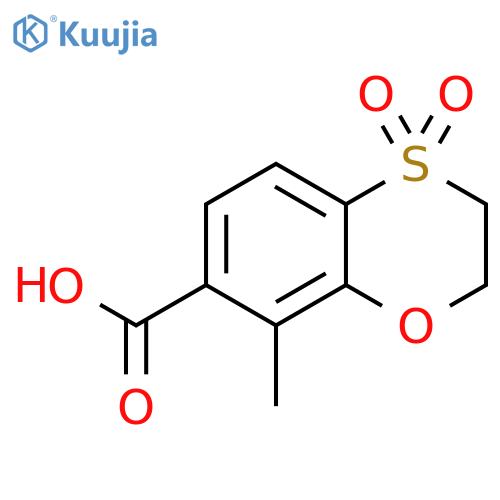 1,4-Benzoxathiin-7-carboxylic acid, 2,3-dihydro-8-methyl-, 4,4-dioxide structure