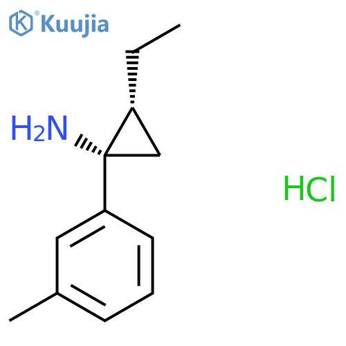 (1S,2R)-2-ethyl-1-(3-methylphenyl)cyclopropan-1-amine hydrochloride, trans structure