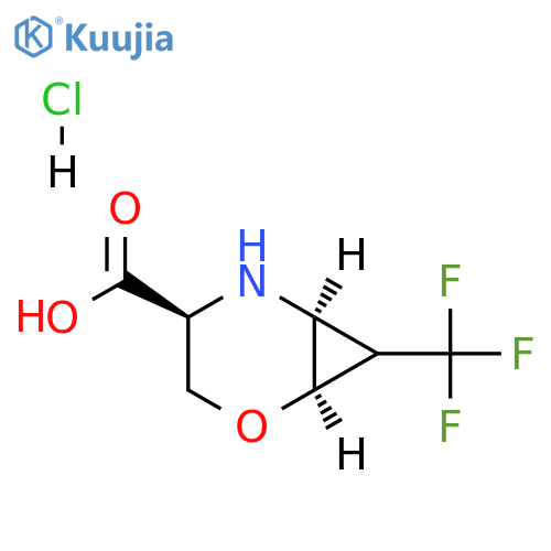 (1R,4S,6S)-7-(trifluoromethyl)-2-oxa-5-azabicyclo[4.1.0]heptane-4-carboxylic acid;hydrochloride structure