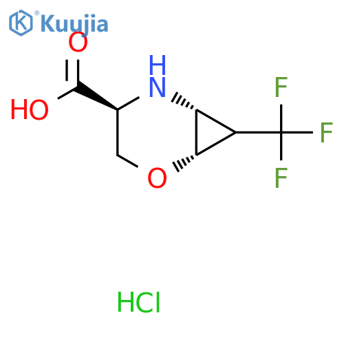 (1S,4S,6R)-7-(trifluoromethyl)-2-oxa-5-azabicyclo[4.1.0]heptane-4-carboxylic acid;hydrochloride structure