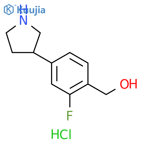 2-fluoro-4-(pyrrolidin-3-yl)phenylmethanol hydrochloride structure