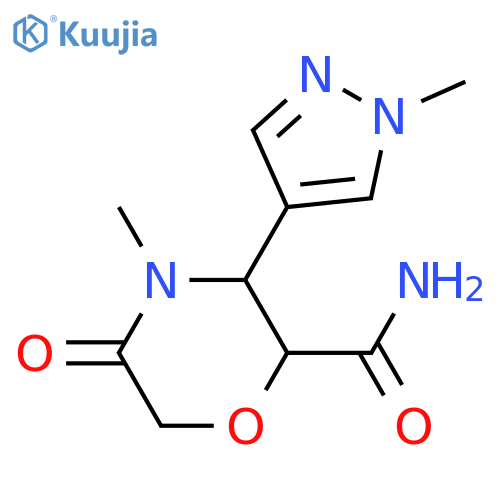 4-methyl-3-(1-methyl-1H-pyrazol-4-yl)-5-oxomorpholine-2-carboxamide structure