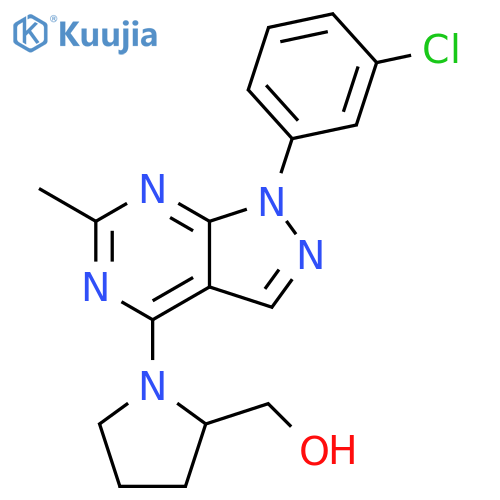 {1-1-(3-chlorophenyl)-6-methyl-1H-pyrazolo3,4-dpyrimidin-4-ylpyrrolidin-2-yl}methanol structure