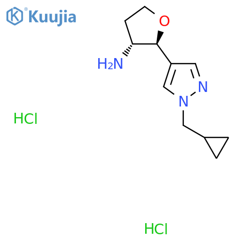 rac-(2R,3S)-2-1-(cyclopropylmethyl)-1H-pyrazol-4-yloxolan-3-amine dihydrochloride structure