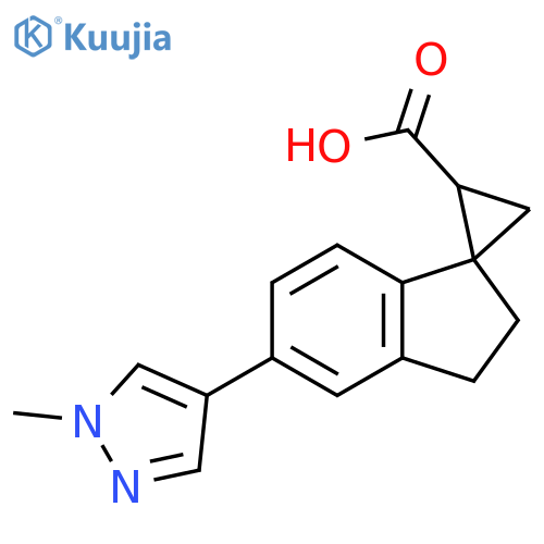 5'-(1-methyl-1H-pyrazol-4-yl)-2',3'-dihydrospirocyclopropane-1,1'-indene-2-carboxylic acid structure