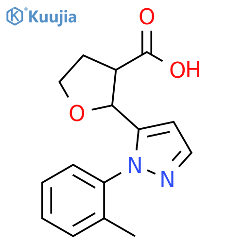 2-1-(2-methylphenyl)-1H-pyrazol-5-yloxolane-3-carboxylic acid structure
