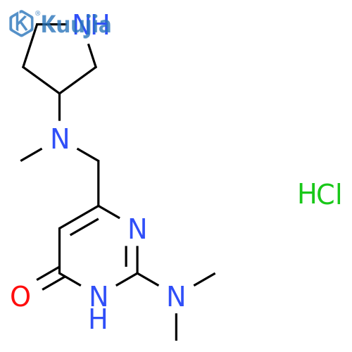 2-(dimethylamino)-6-{methyl(pyrrolidin-3-yl)aminomethyl}-3,4-dihydropyrimidin-4-one hydrochloride structure