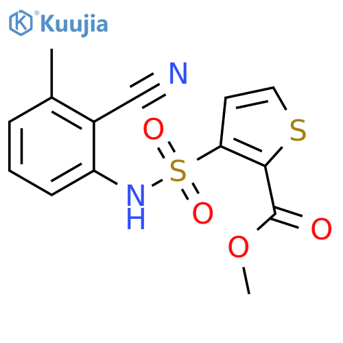 methyl 3-(2-cyano-3-methylphenyl)sulfamoylthiophene-2-carboxylate structure