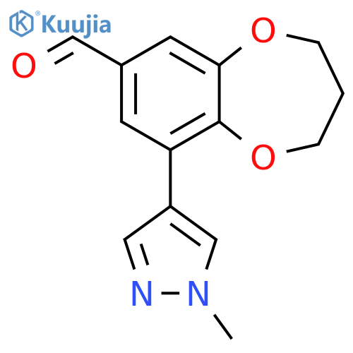 9-(1-methyl-1H-pyrazol-4-yl)-3,4-dihydro-2H-1,5-benzodioxepine-7-carbaldehyde structure
