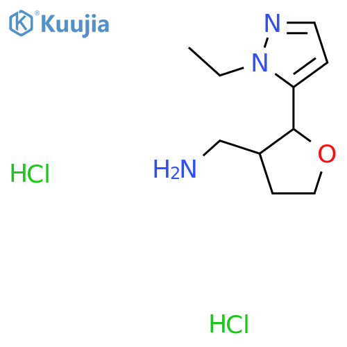 2-(1-ethyl-1H-pyrazol-5-yl)oxolan-3-ylmethanamine dihydrochloride structure
