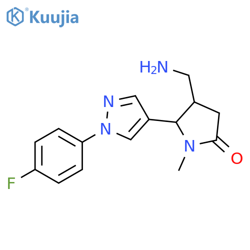 4-(aminomethyl)-5-1-(4-fluorophenyl)-1H-pyrazol-4-yl-1-methylpyrrolidin-2-one structure
