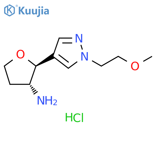 rac-(2R,3S)-2-1-(2-methoxyethyl)-1H-pyrazol-4-yloxolan-3-amine dihydrochloride structure