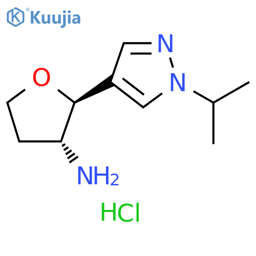 rac-(2R,3S)-2-1-(propan-2-yl)-1H-pyrazol-4-yloxolan-3-amine dihydrochloride structure