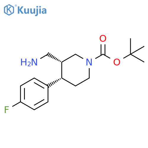 rac-tert-butyl (3R,4S)-3-(aminomethyl)-4-(4-fluorophenyl)piperidine-1-carboxylate, cis structure