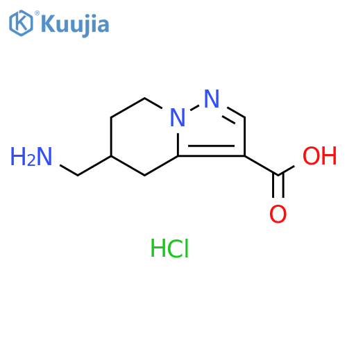 5-(aminomethyl)-4H,5H,6H,7H-pyrazolo1,5-apyridine-3-carboxylic acid hydrochloride structure