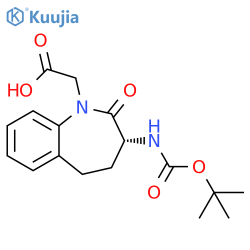 2-[(3R)-3-{[(tert-butoxy)carbonyl]amino}-2-oxo-2,3,4,5-tetrahydro-1H-1-benzazepin-1-yl]acetic acid structure