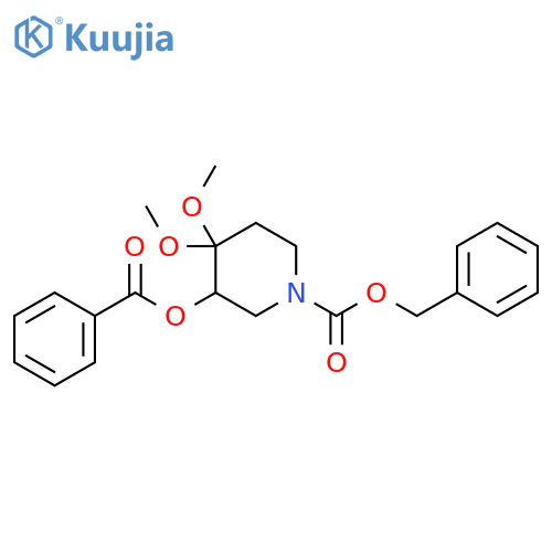 1-Piperidinecarboxylic acid, 3-(benzoyloxy)-4,4-dimethoxy-, phenylmethyl ester structure
