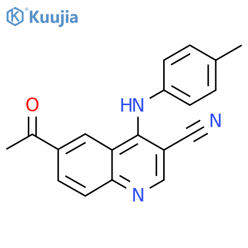 6-Acetyl-4-(p-tolylamino)quinoline-3-carbonitrile structure