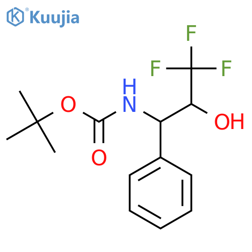 tert-butyl N-(3,3,3-trifluoro-2-hydroxy-1-phenylpropyl)carbamate structure