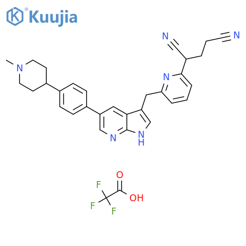 2-(6-((5-(4-(1-Methylpiperidin-4-yl)phenyl)-1H-pyrrolo[2,3-b]pyridin-3-yl)methyl)pyridin-2-yl)pentanedinitrile 2,2,2-trifluoroacetate structure