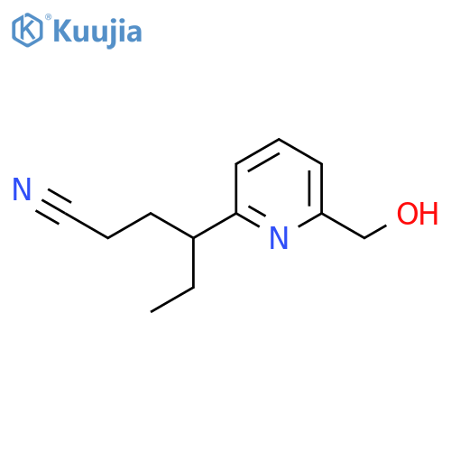 4-(6-(Hydroxymethyl)pyridin-2-yl)hexanenitrile structure