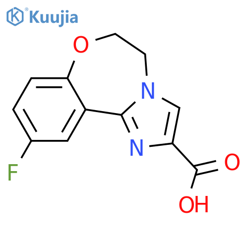 10-FLUORO-5,6-DIHYDROBENZO[F]IMIDAZO[1,2-D][1,4]OXAZEPINE-2-CARBOXYLIC ACID structure