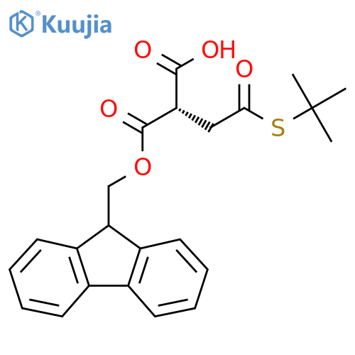 (S)-2-(((9H-Fluoren-9-yl)methoxy)carbonyl)-4-(tert-butylthio)-4-oxobutanoic acid structure