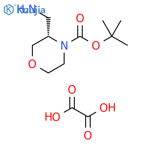 4-Morpholinecarboxylic acid, 3-(aminomethyl)-, 1,1-dimethylethyl ester, ethanedioate (1:1), (3S)- structure