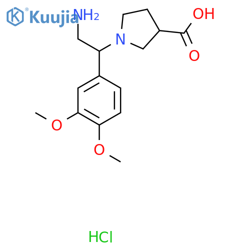 1-(2-Amino-1-(3,4-dimethoxyphenyl)ethyl)pyrrolidine-3-carboxylic acid hydrochloride structure