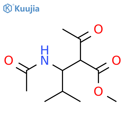 Pentanoic acid, 2-acetyl-3-(acetylamino)-4-methyl-, methyl ester structure
