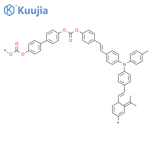 Poly[oxycarbonyloxy-1,4-phenylene(1-methylethylidene)-1,4-phenyleneoxycarbonyloxy-1,4-phenylene-1,2-ethenediyl-1,4-phenylene[(4-methylphenyl)imino]-1,4-phenylene-1,2-ethenediyl-1,4-phenylene] structure