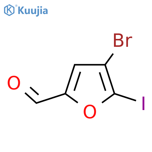4-Bromo-5-iodofuran-2-carbaldehyde structure