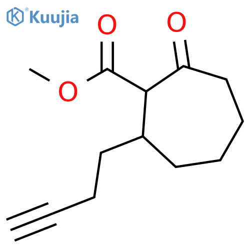 Cycloheptanecarboxylic acid, 2-(3-butynyl)-7-oxo-, methyl ester structure