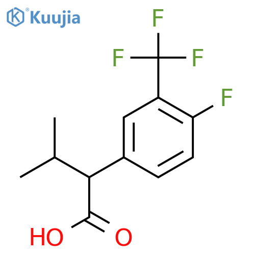 2-4-fluoro-3-(trifluoromethyl)phenyl-3-methylbutanoic acid structure