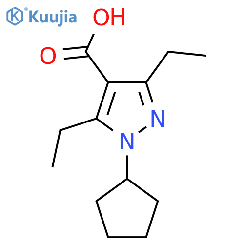 1-cyclopentyl-3,5-diethyl-1H-pyrazole-4-carboxylic acid structure