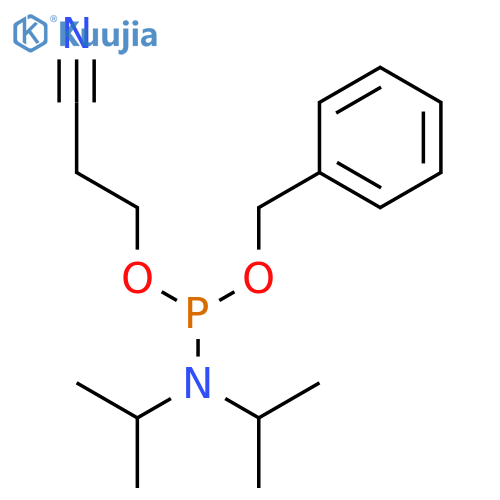 Phosphoramidous acid, N,N-bis(1-methylethyl)-, 2-cyanoethyl phenylmethyl ester structure