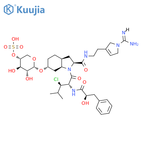[(3R,4R,5R,6R)-6-[[(2S,3aS,6R,7aS)-2-[2-(1-carbamimidoyl-2,5-dihydropyrrol-3-yl)ethylcarbamoyl]-1-[(2S,3R)-3-chloro-2-[[(2R)-2-hydroxy-3-phenylpropanoyl]amino]-4-methylpentanoyl]-2,3,3a,4,5,6,7,7a-octahydroindol-6-yl]oxy]-4,5-dihydroxyoxan-3-yl] hydrogen sulfate structure