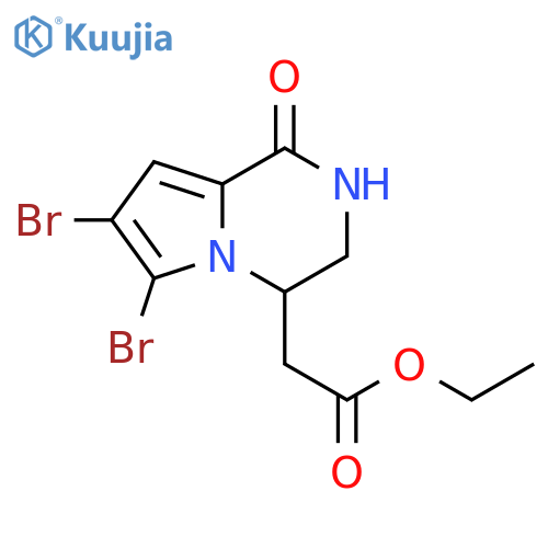 Pyrrolo[1,2-a]pyrazine-4-acetic acid, 6,7-dibromo-1,2,3,4-tetrahydro-1-oxo-, ethyl ester structure